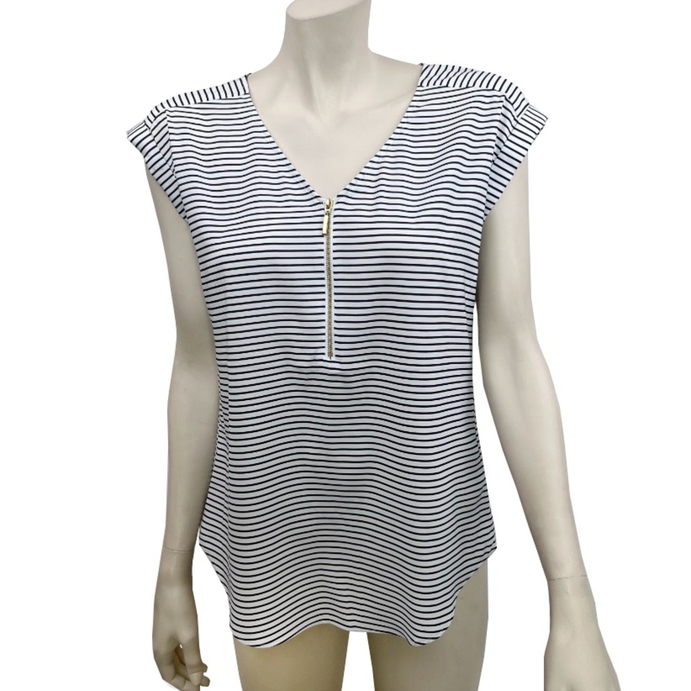 Express‎ Black and White Striped Pull On Blouse